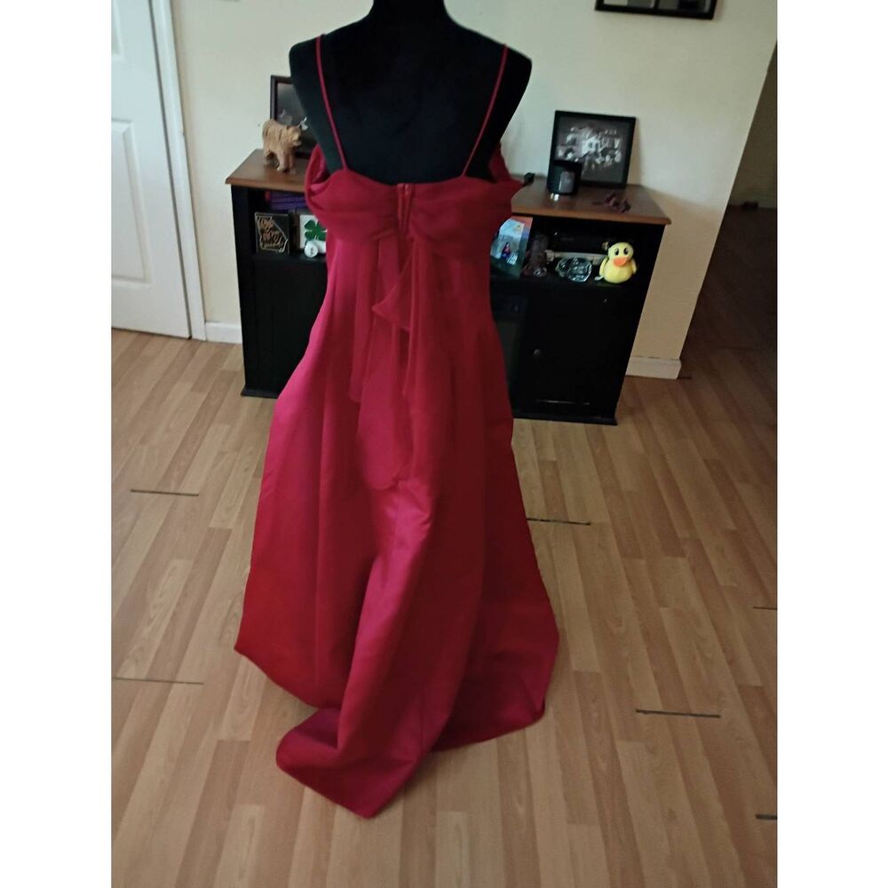 Vintage Size 19/20 Night Scene California Red Spaghetti Strap Formal Maxi Dress - Picture 6 of 8